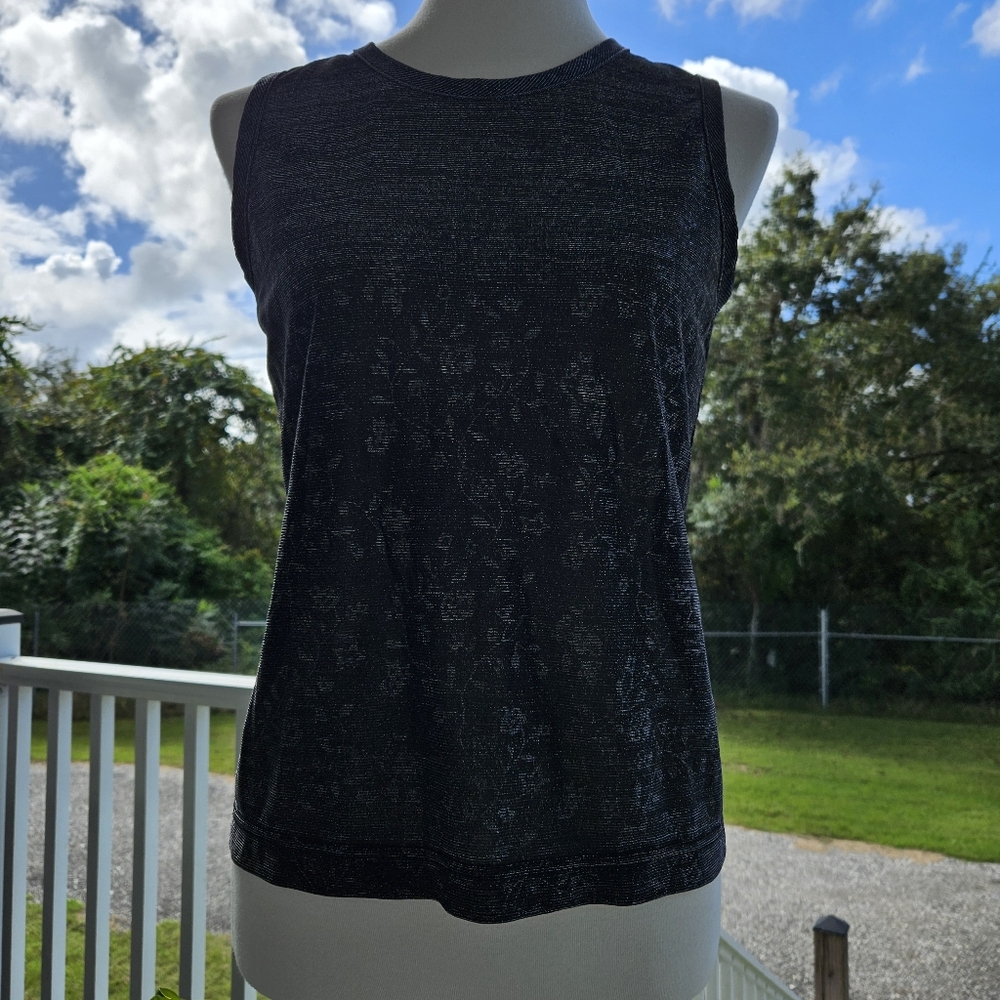 Vtg. Milano Muscle Tank Top Size M Floral Print Sheer Layer Y2K Indie Burnout